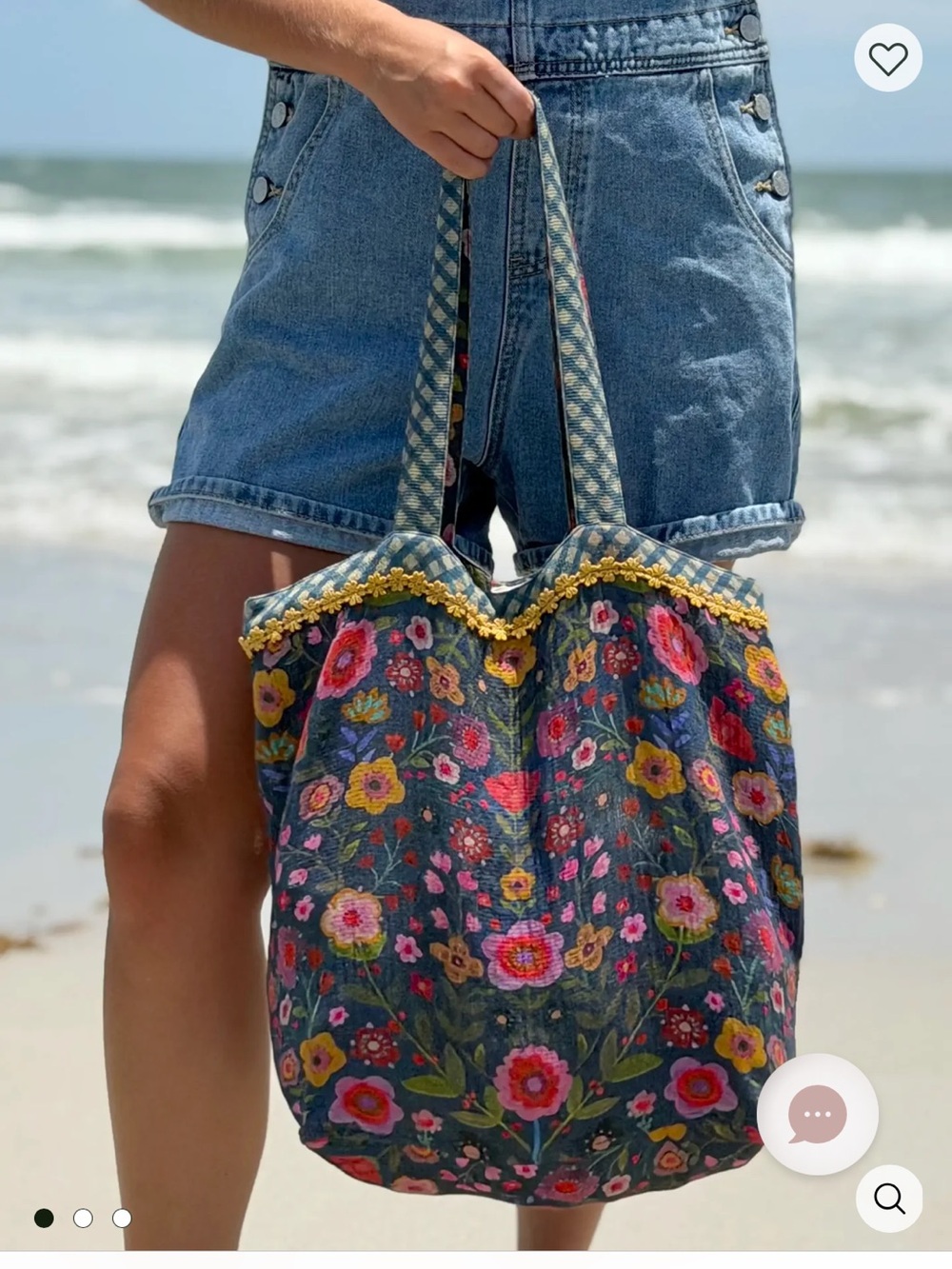 NATURAL LIFE Cotton Gauze Reversible Tote Bag Blue Floral Beach Bag SOLD OUT